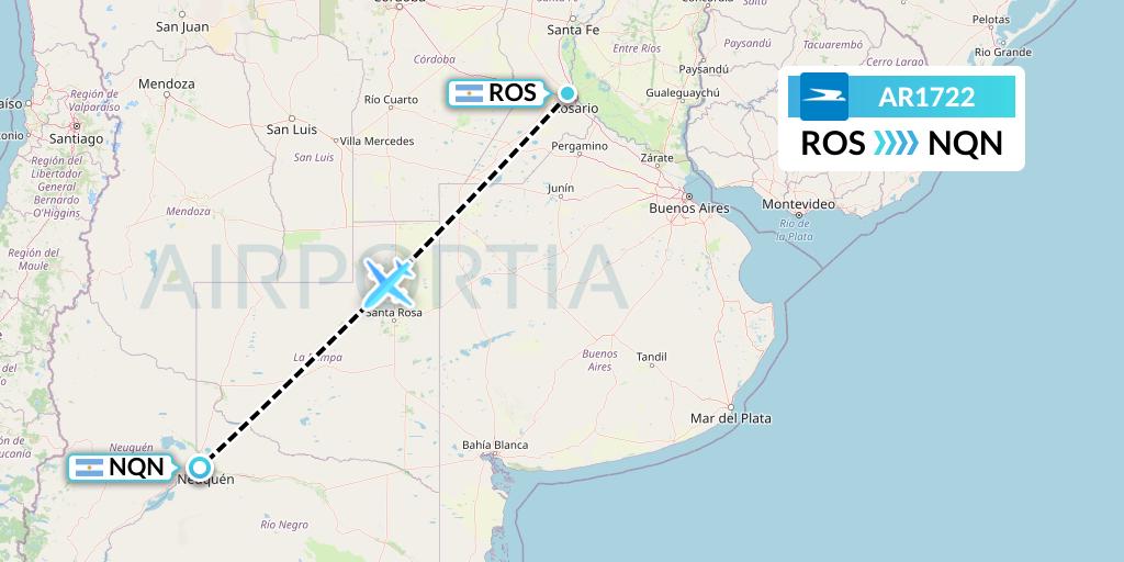 AR1722 Aerolineas Argentinas Flight Map: Rosario to Neuquen