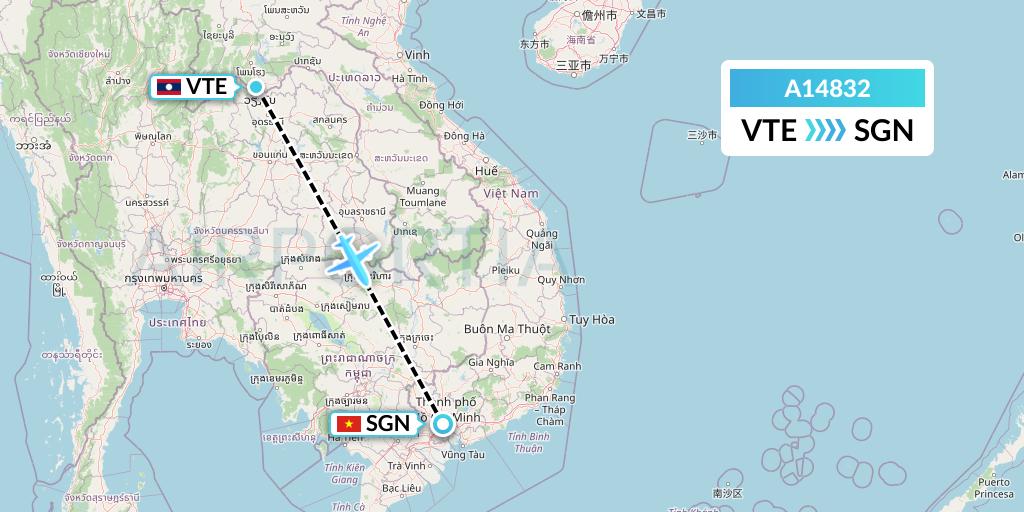 A14832 A.p.g. Distribution Systems Flight Map: Vientiane to Ho Chi Minh City