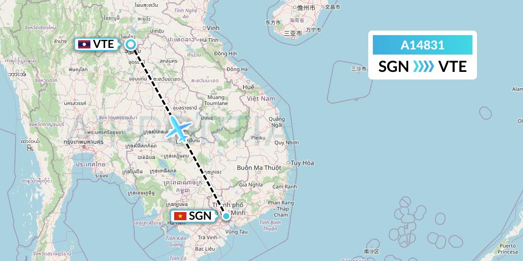 A14831 A.p.g. Distribution Systems Flight Map: Ho Chi Minh City to Vientiane