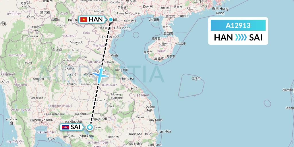 A12913 A.p.g. Distribution Systems Flight Map: Hanoi to Siem Reap
