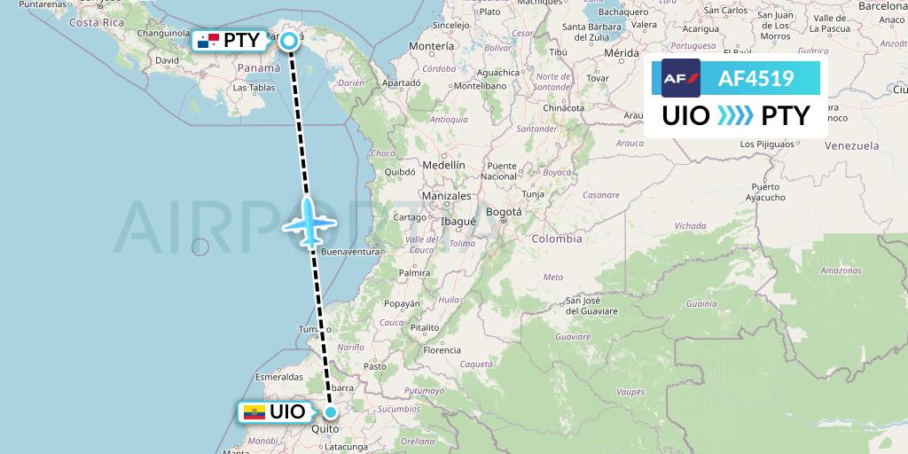 AF4519 Air France Flight Map: Quito to Panama City