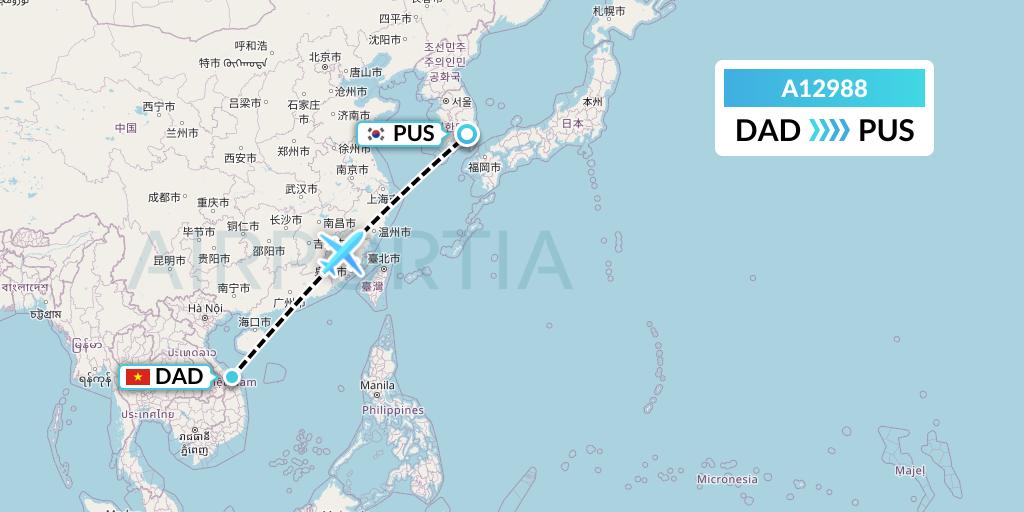 A12988 A.p.g. Distribution Systems Flight Map: Da Nang to Busan