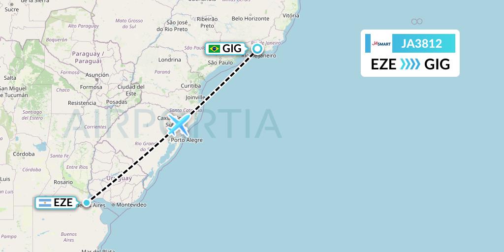 JA3812 JetSMART Flight Map: Buenos Aires to Rio de Janeiro