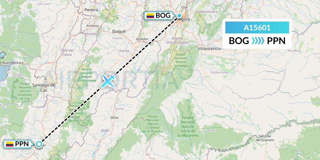 A15601 A.p.g. Distribution Systems Flight Map: Bogota to Popayan