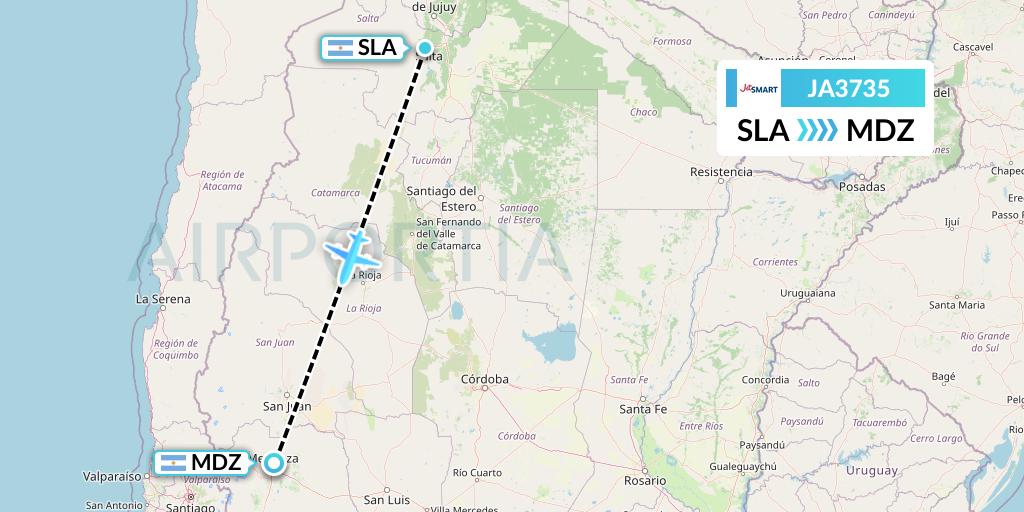 JA3735 JetSMART Flight Map: Salta to Mendoza