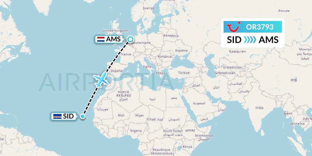 OR3793 TUI fly Netherlands Flight Map: Espargos to Amsterdam
