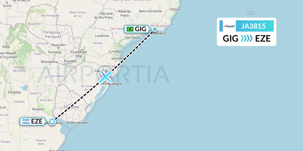 JA3815 JetSMART Flight Map: Rio de Janeiro to Buenos Aires