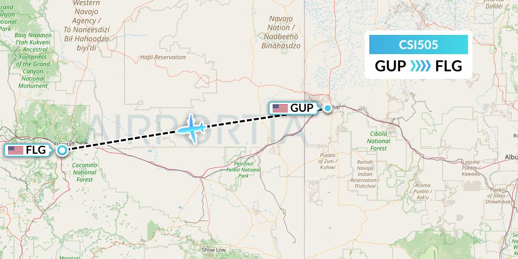 CSI505 Csi Aviation Flight Map: Gallup to Flagstaff