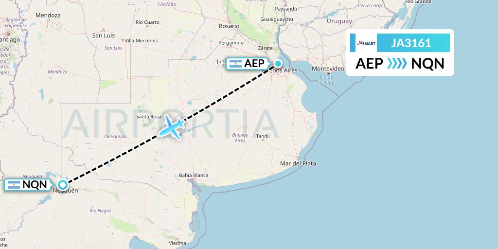 JA3161 JetSMART Flight Map: Buenos Aires to Neuquen