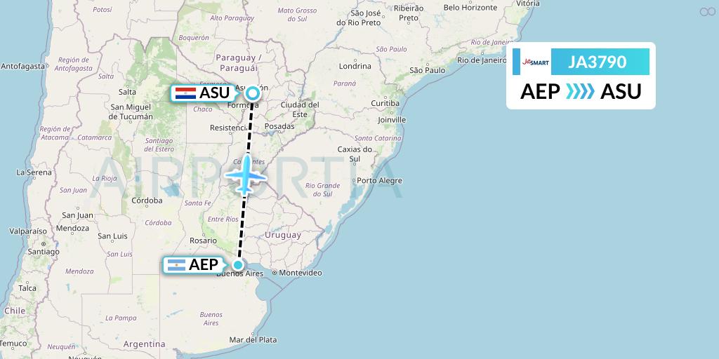 JA3790 JetSMART Flight Map: Buenos Aires to Asuncion