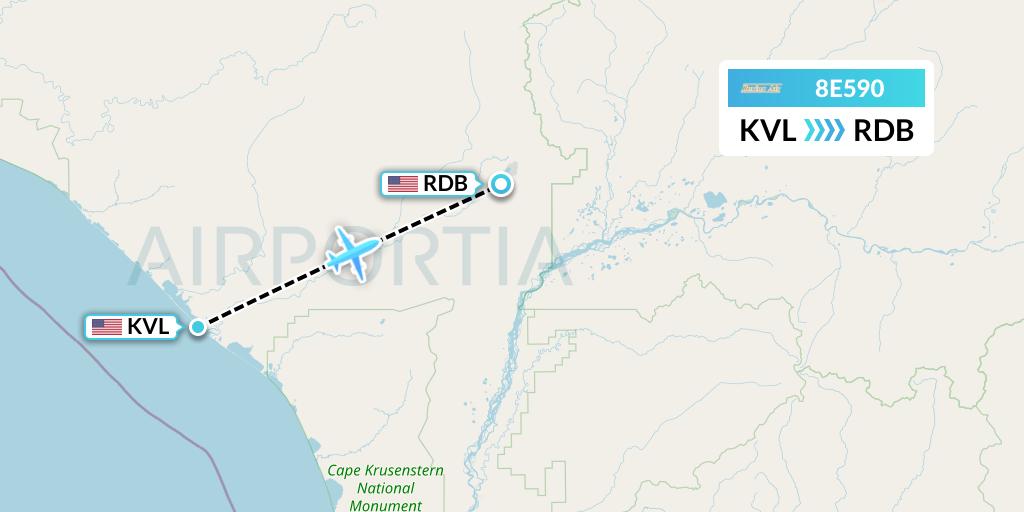 8E590 Bering Air Flight Map: Kivalina to Red Dog