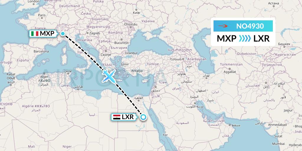 NO4930 Neos Flight Map: Milan to Luxor