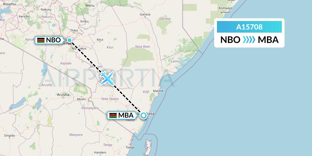A15708 A.p.g. Distribution Systems Flight Map: Nairobi to Mombasa