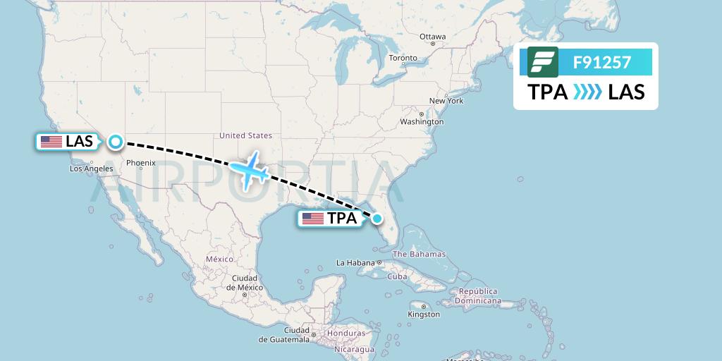 F91257 Frontier Airlines Flight Map: Tampa to Las Vegas