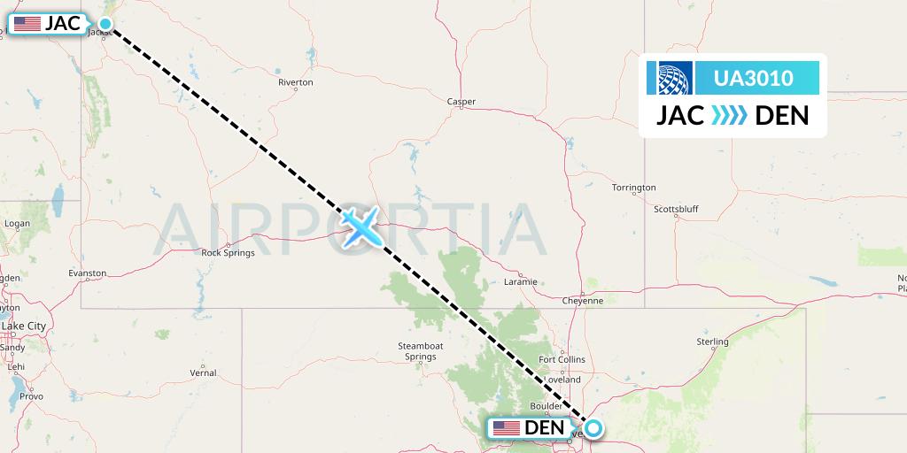 UA3010 United Airlines Flight Map: Jackson to Denver