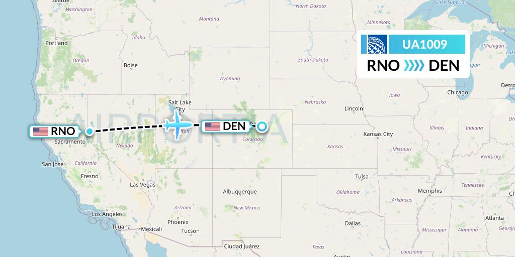 UA1009 United Airlines Flight Map: Reno to Denver