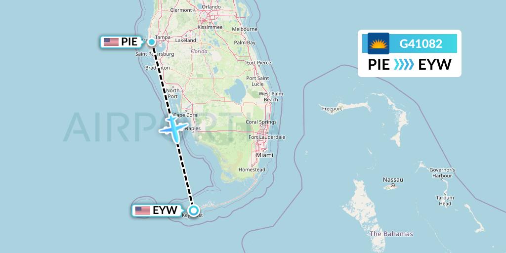 G41082 Allegiant Air Flight Map: St. Petersburg to Key West
