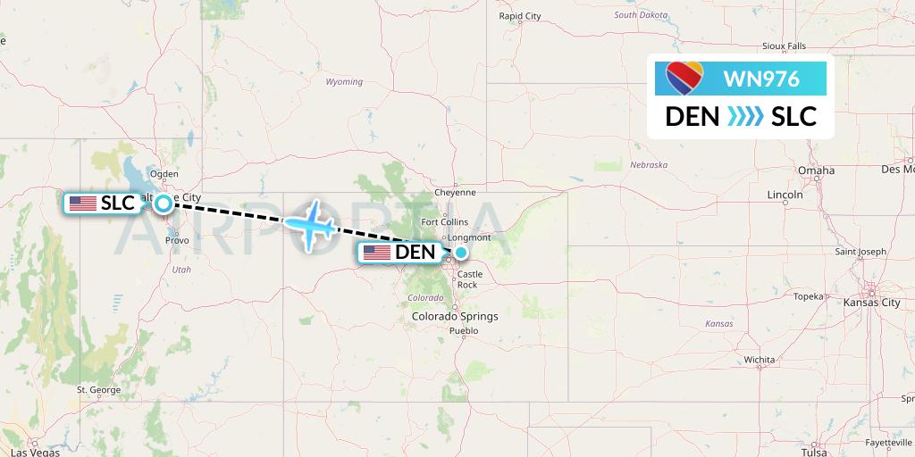 WN976 Southwest Airlines Flight Map: Denver to Salt Lake City