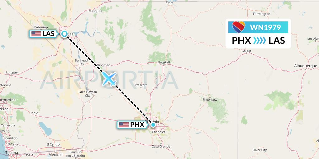 WN1979 Southwest Airlines Flight Map: Phoenix to Las Vegas