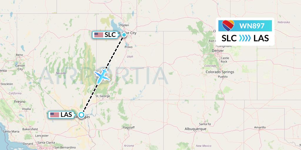 WN897 Southwest Airlines Flight Map: Salt Lake City to Las Vegas