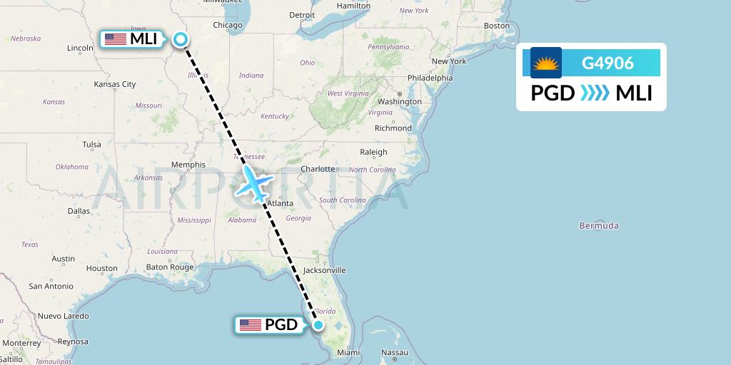 G4906 Allegiant Air Flight Map: Punta Gorda to Moline