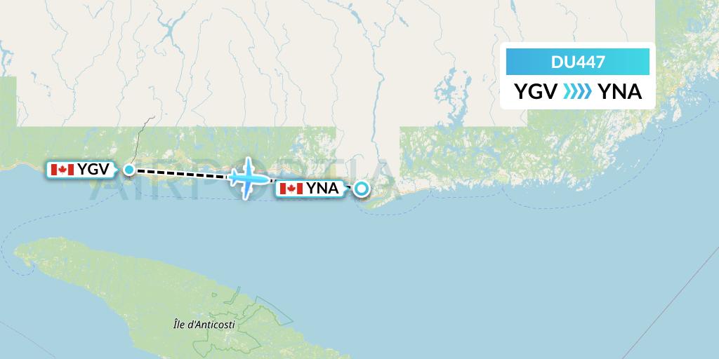 DU447 Flight Status Sky Jet M.g. Inc HavreSaintPierre to Natashquan