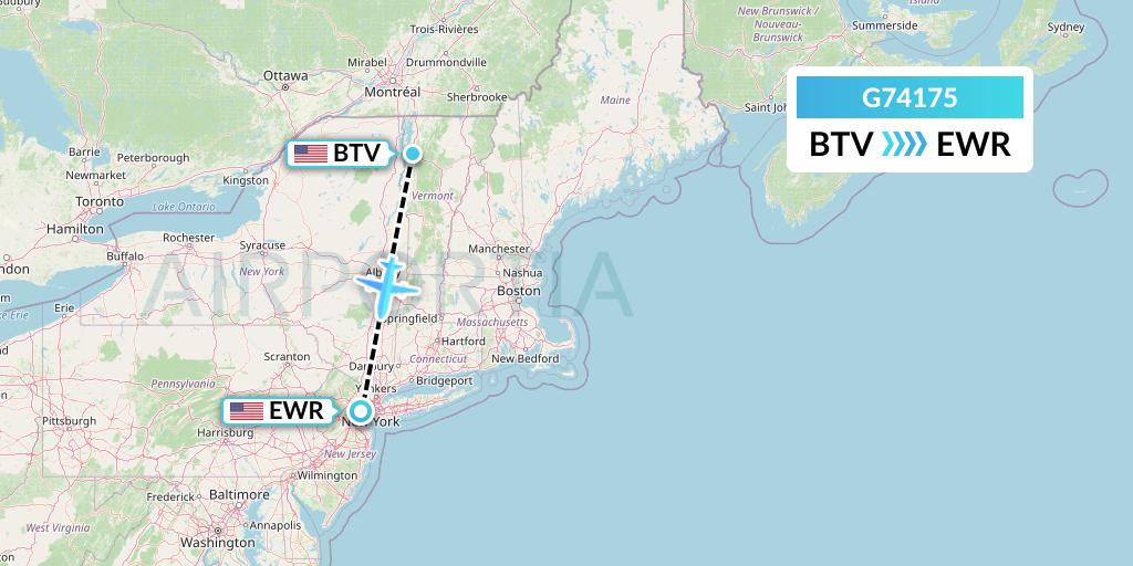 G74175 GoJet Flight Map: Burlington to New York