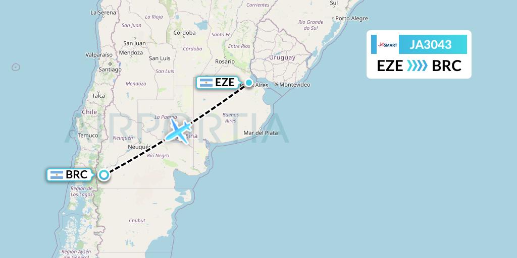 JA3043 JetSMART Flight Map: Buenos Aires to San Carlos de Bariloche