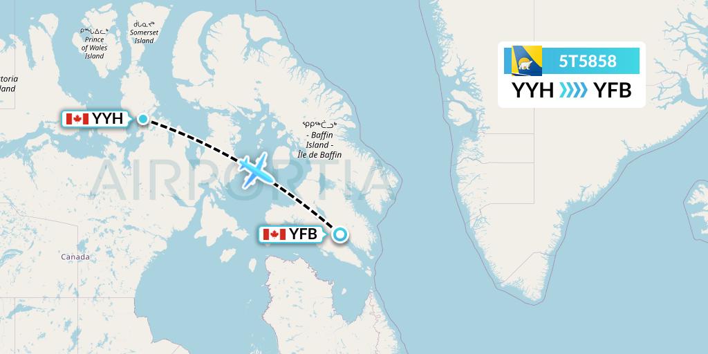 5T5858 Canadian North Flight Map: Taloyoak to Iqaluit