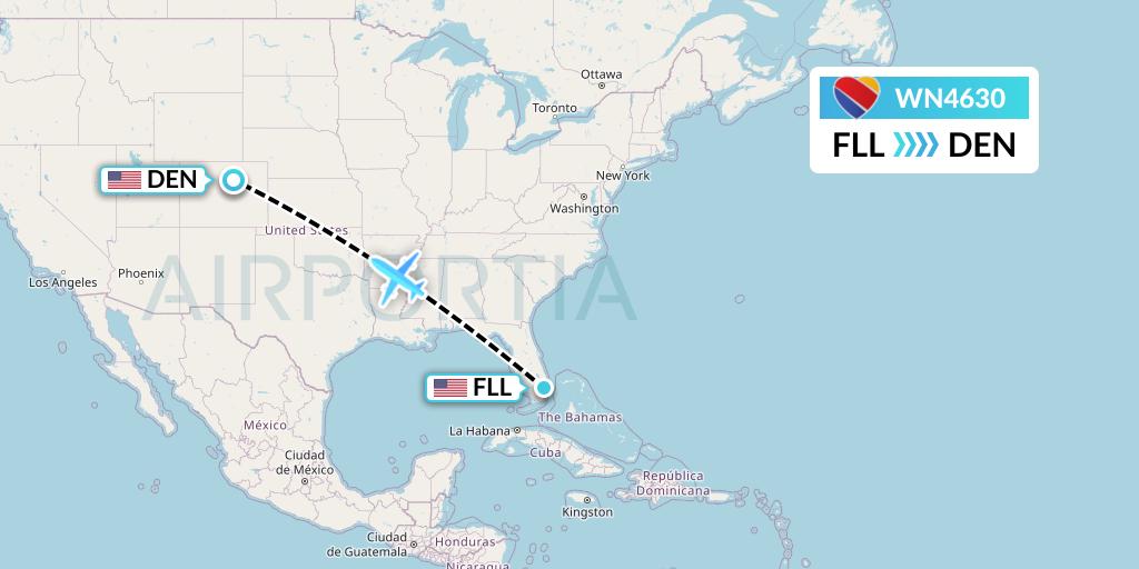 WN4630 Southwest Airlines Flight Map: Fort Lauderdale to Denver