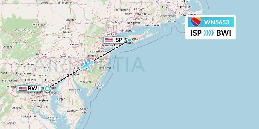 WN5653 Flight Status Southwest Airlines Islip to Baltimore (SWA5653)