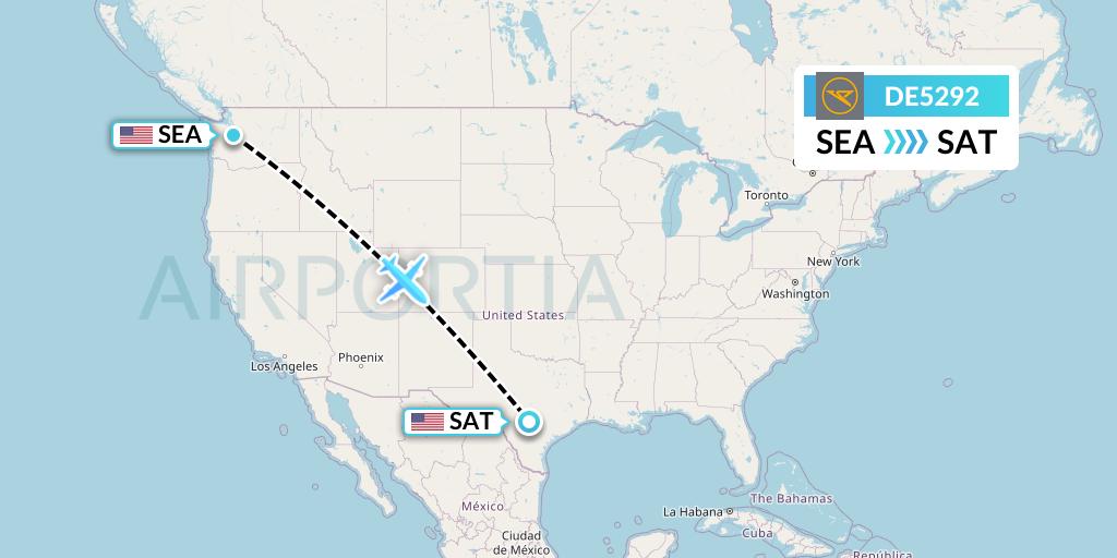 DE5292 Condor Flight Map: Seattle to San Antonio