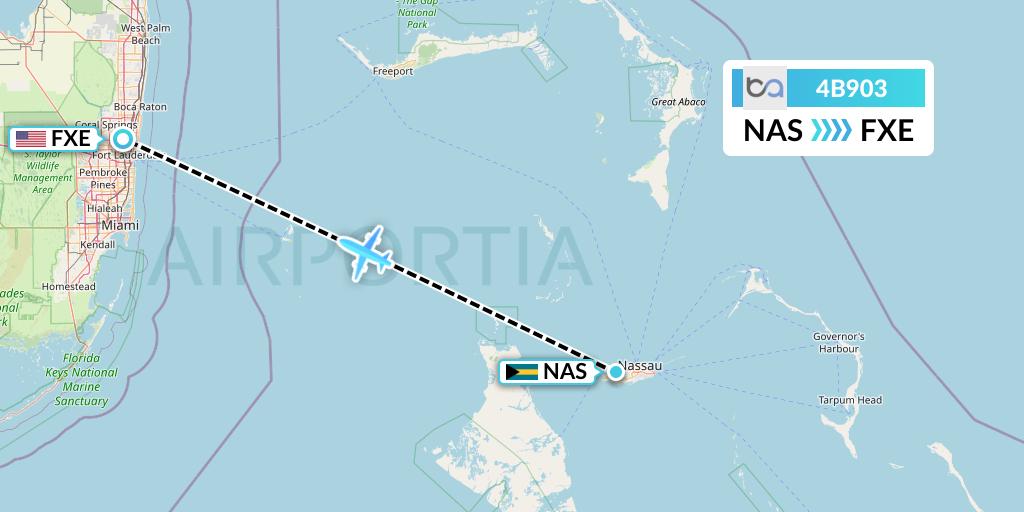 4B903 Boutique Air Flight Map: Nassau to Fort Lauderdale