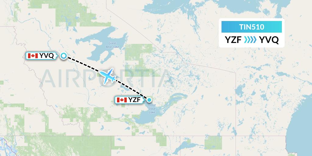 TIN510 Air Tindi Flight Map: Yellowknife to Norman Wells