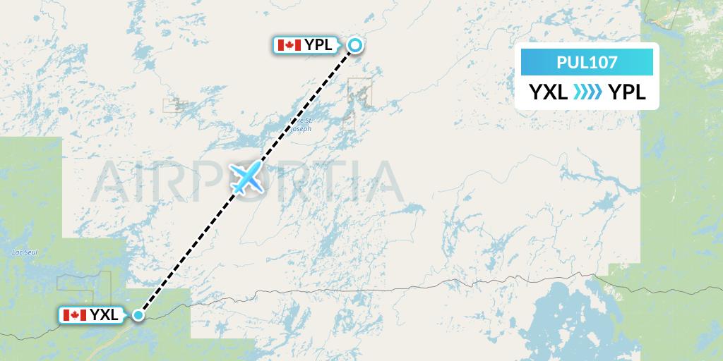 PUL107 Ornge Air Flight Map: Sioux Lookout to Pickle Lake