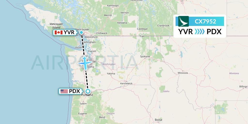 CX7952 Cathay Pacific Flight Map: Vancouver to Portland