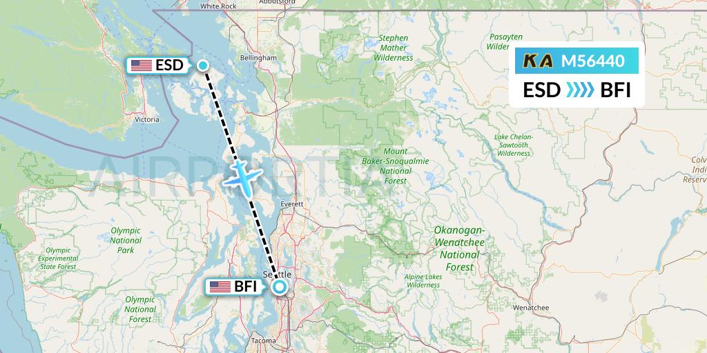 M56440 Kenmore Air Flight Map: Eastsound to Seattle