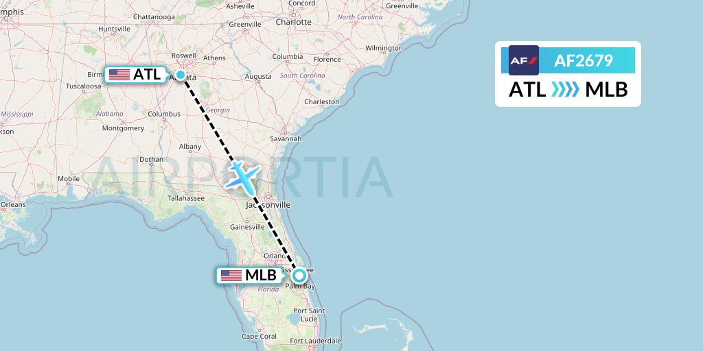 AF2679 Air France Flight Map: Atlanta to Melbourne