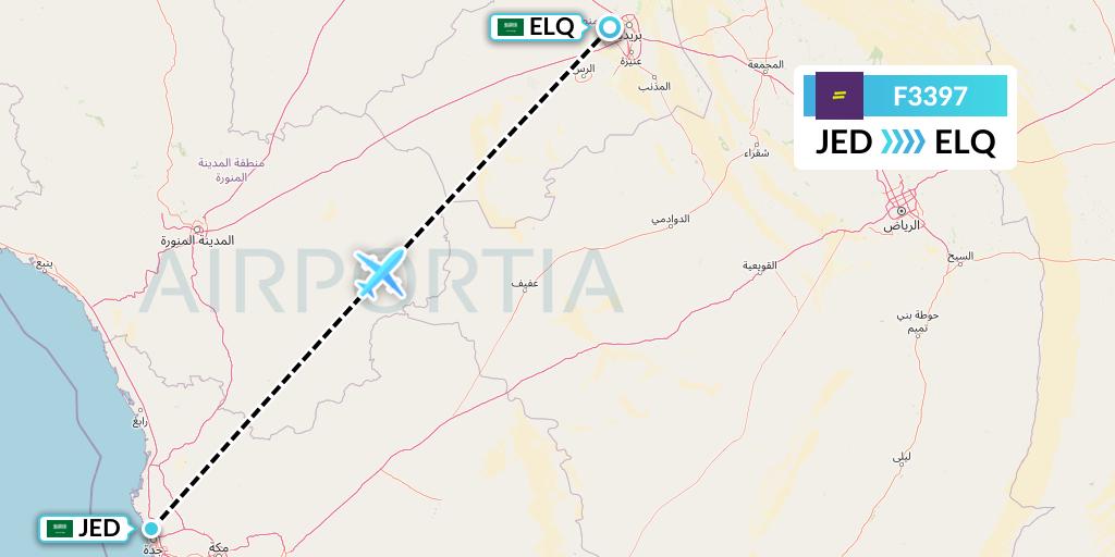 F3397 flydeal Flight Map: Jeddah to Al-Qassim