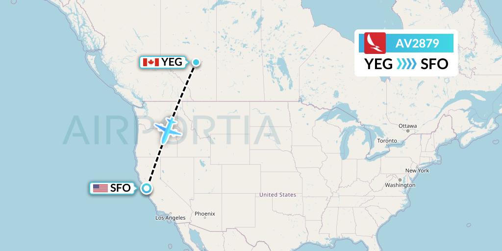 AV2879 Avianca Flight Map: Edmonton to San Francisco