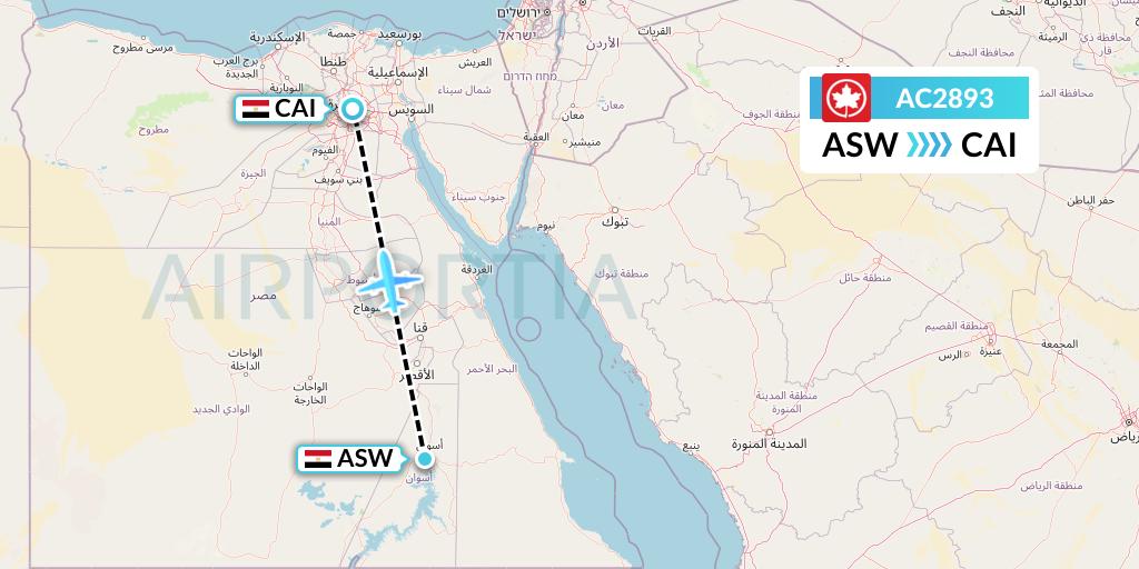 AC2893 Air Canada Flight Map: Aswan to Cairo
