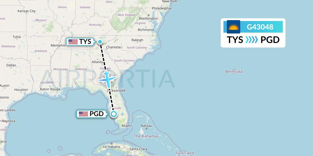 G43048 Allegiant Air Flight Map: Knoxville to Punta Gorda