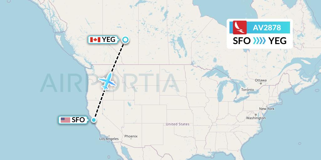 AV2878 Avianca Flight Map: San Francisco to Edmonton