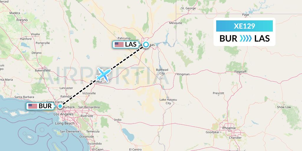 XE129 Jsx Flight Map: Burbank to Las Vegas