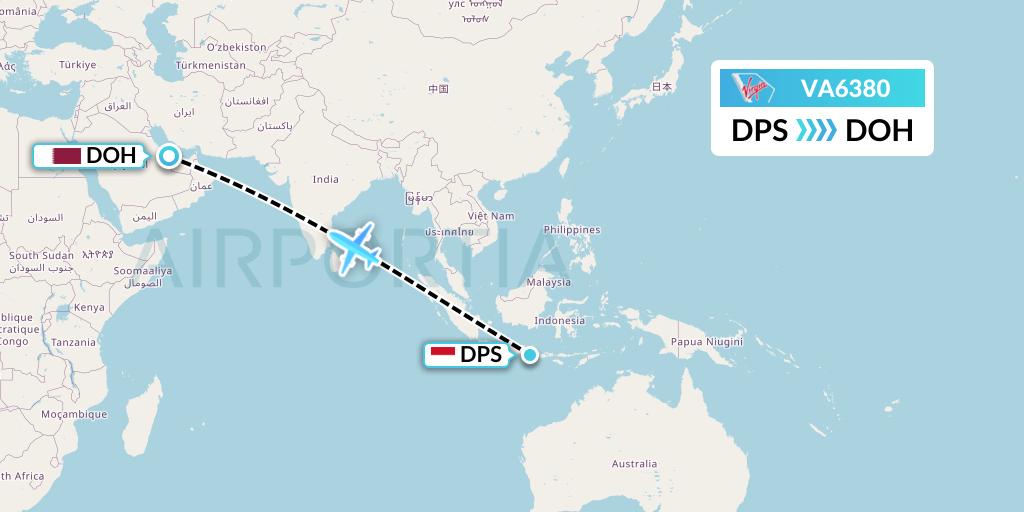 VA6380 Virgin Australia Flight Map: Denpasar to Doha