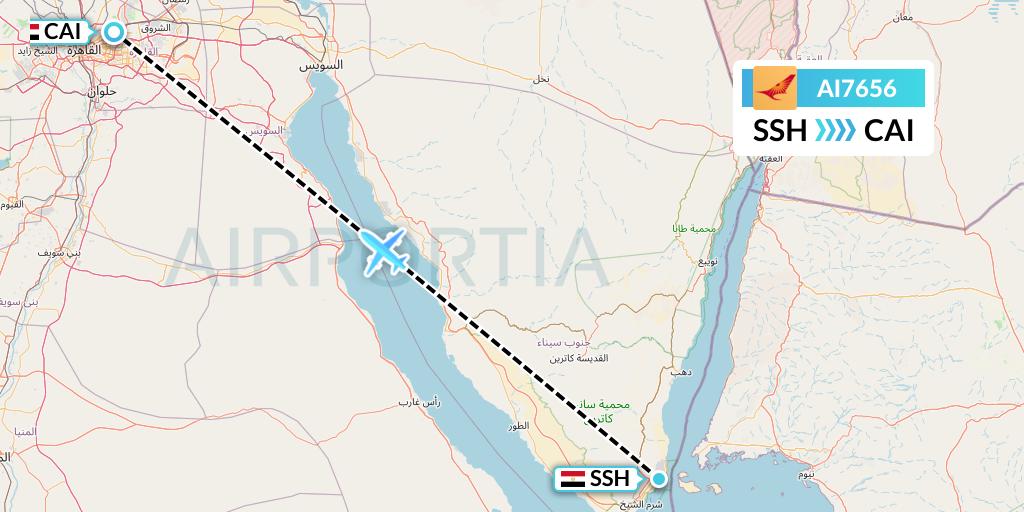 AI7656 Air India Flight Map: Sharm el-Sheikh to Cairo