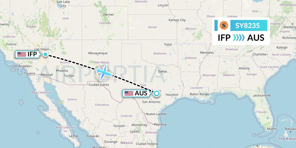 SY8235 Sun Country Airlines Flight Map: Bullhead City to Austin