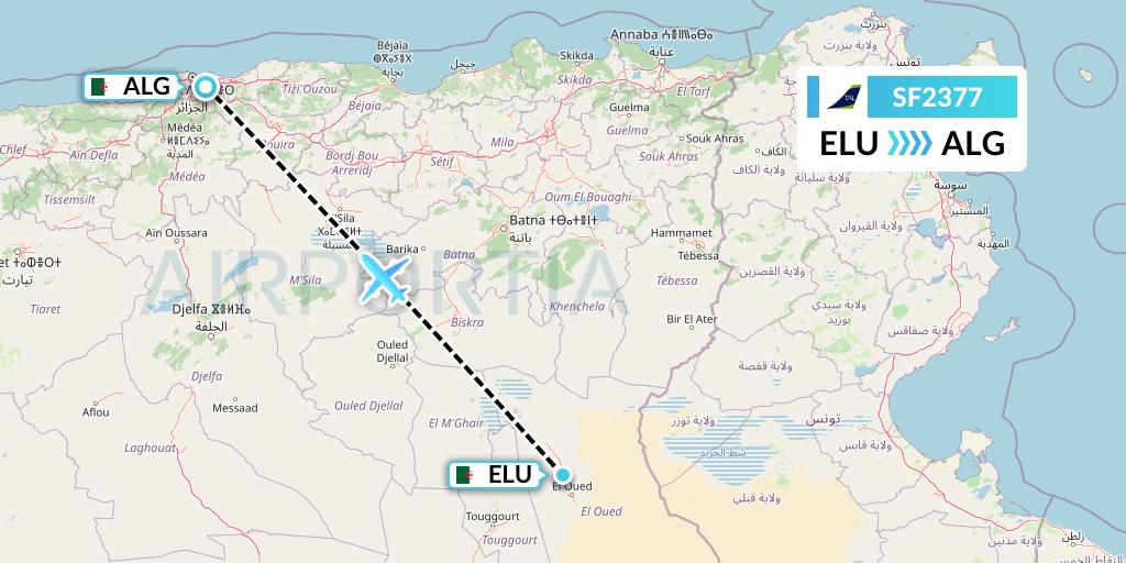 SF2377 Tassili Airlines Flight Map: Guemar to Algiers