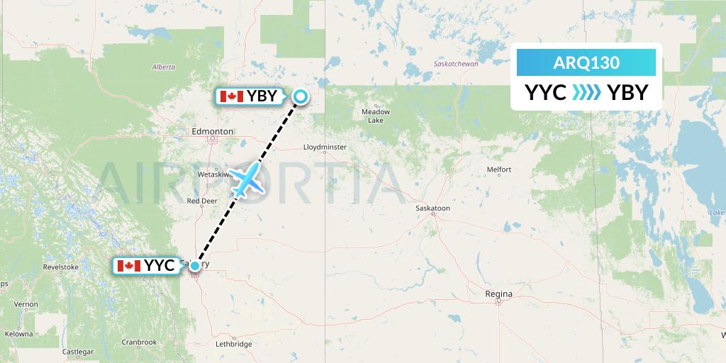 ARQ130 Ark Airways Flight Map: Calgary to Bonnyville