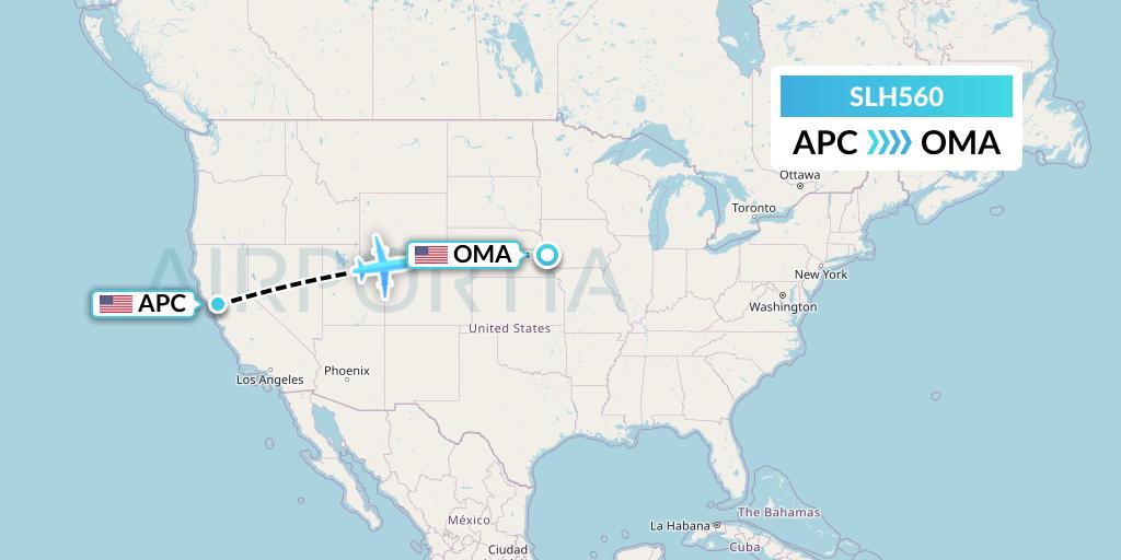 SLH560 Silverhawk Aviation Flight Map: Napa to Omaha